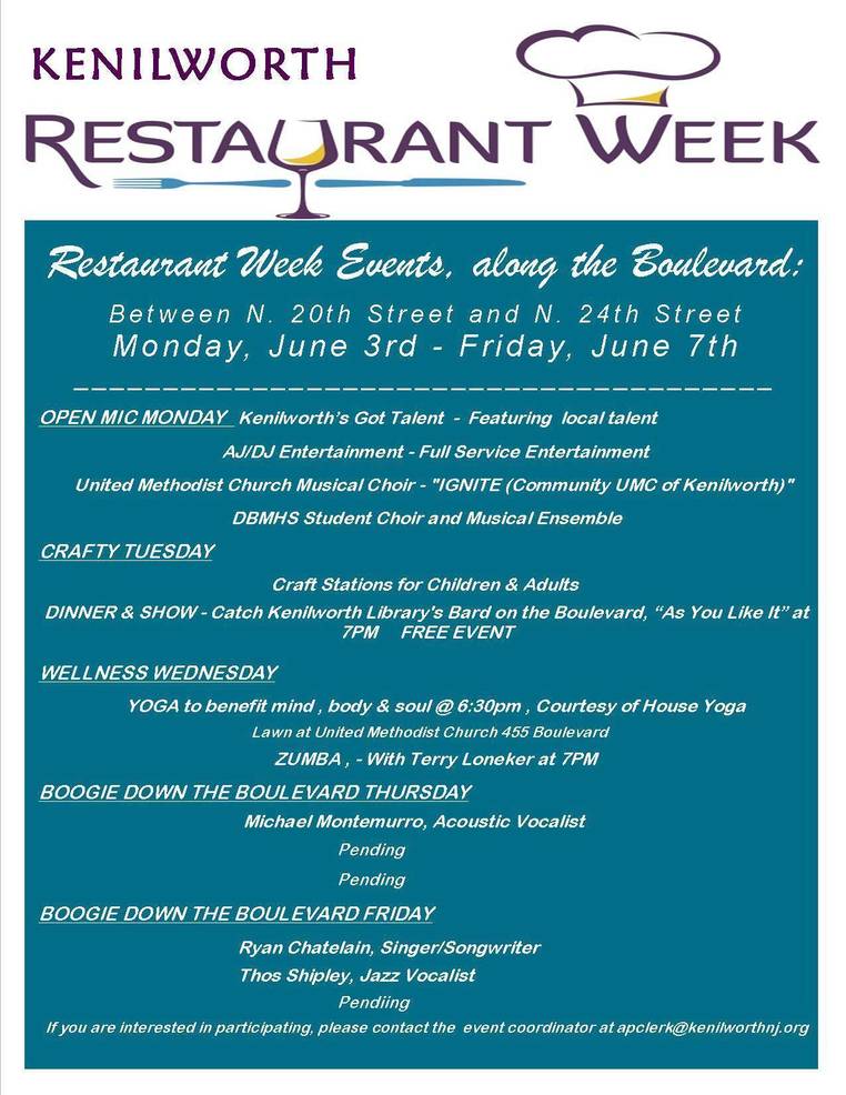 Second Annual Kenilworth Restaurant Week 2019 Tapinto