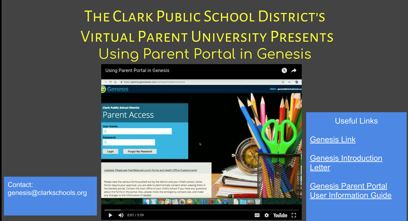 Clark Public School District Holds Virtual Parent University Session on  Using Parent Portal in Genesis | Clark, NJ News TAPinto