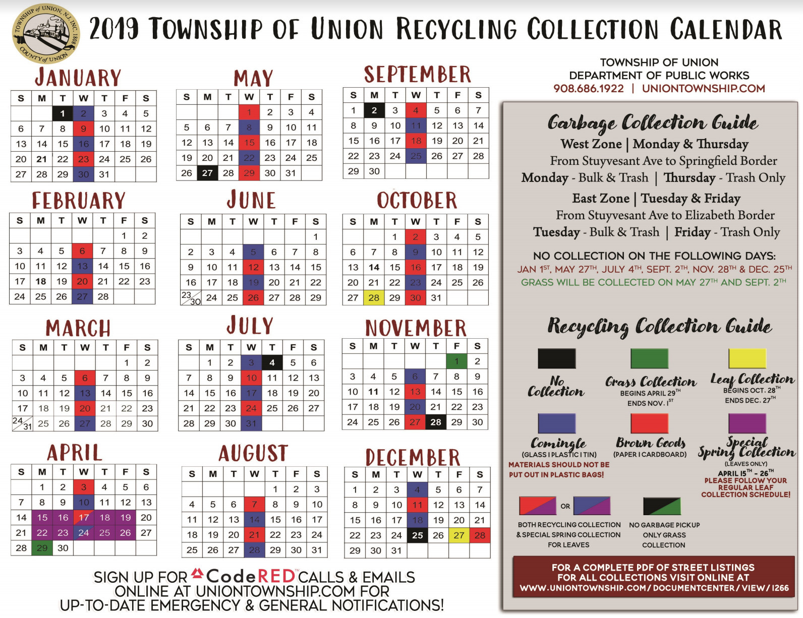 Township of Union 2019 Recycling Calendar TAPinto
