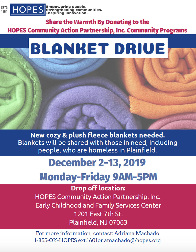 Plainfield's HOPES CAP, Inc. Collecting Blankets for Those in Need