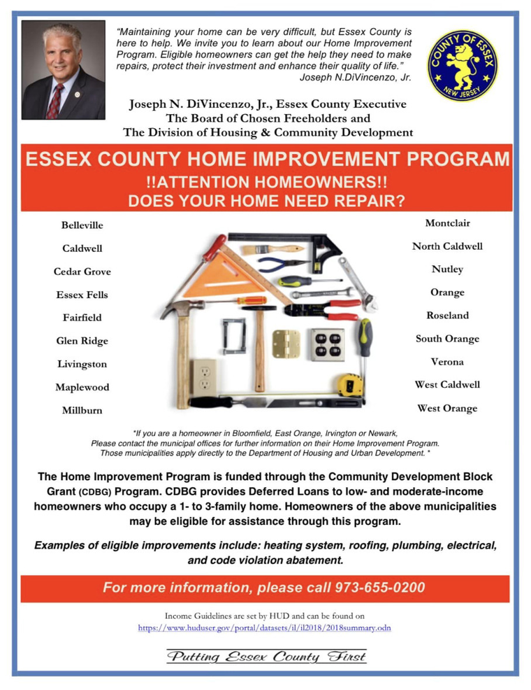 Essex County Home Improvement Program Helps Eligible Low- & Moderate-Income  West Orange Residents | West Orange, NJ News TAPinto