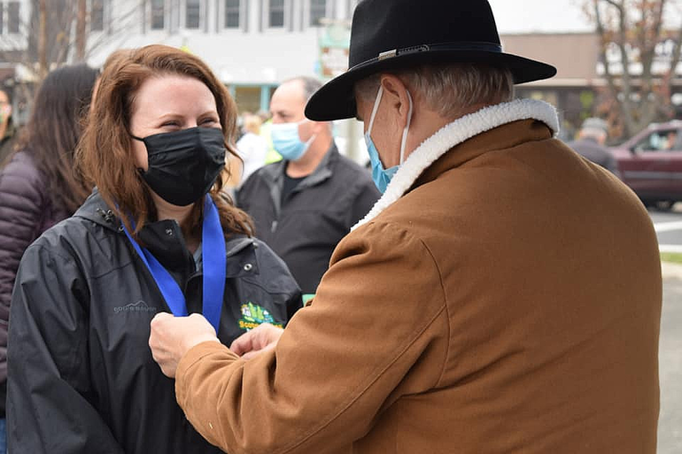 Scotch Plains Mayor Al Smith Hands Out Mayor's Wellness Medals