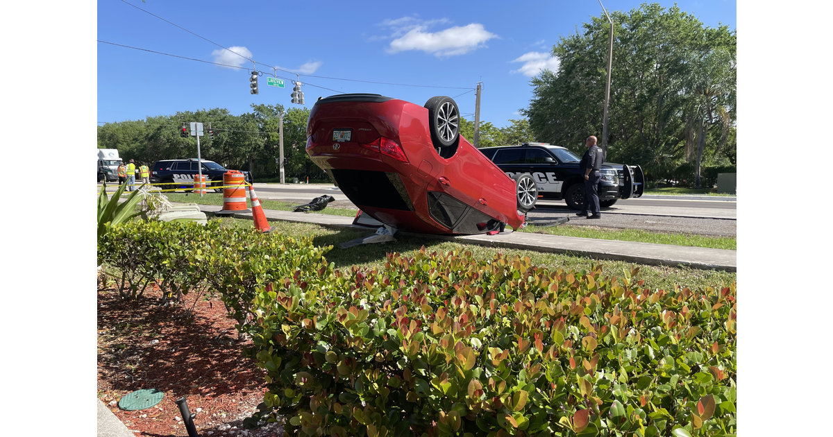 Overturned Car and Minor Injury in Two-Car Crash in Coral Springs