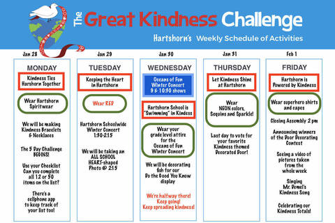 The Great Kindness Challenge at Hartshorn School in Short Hills