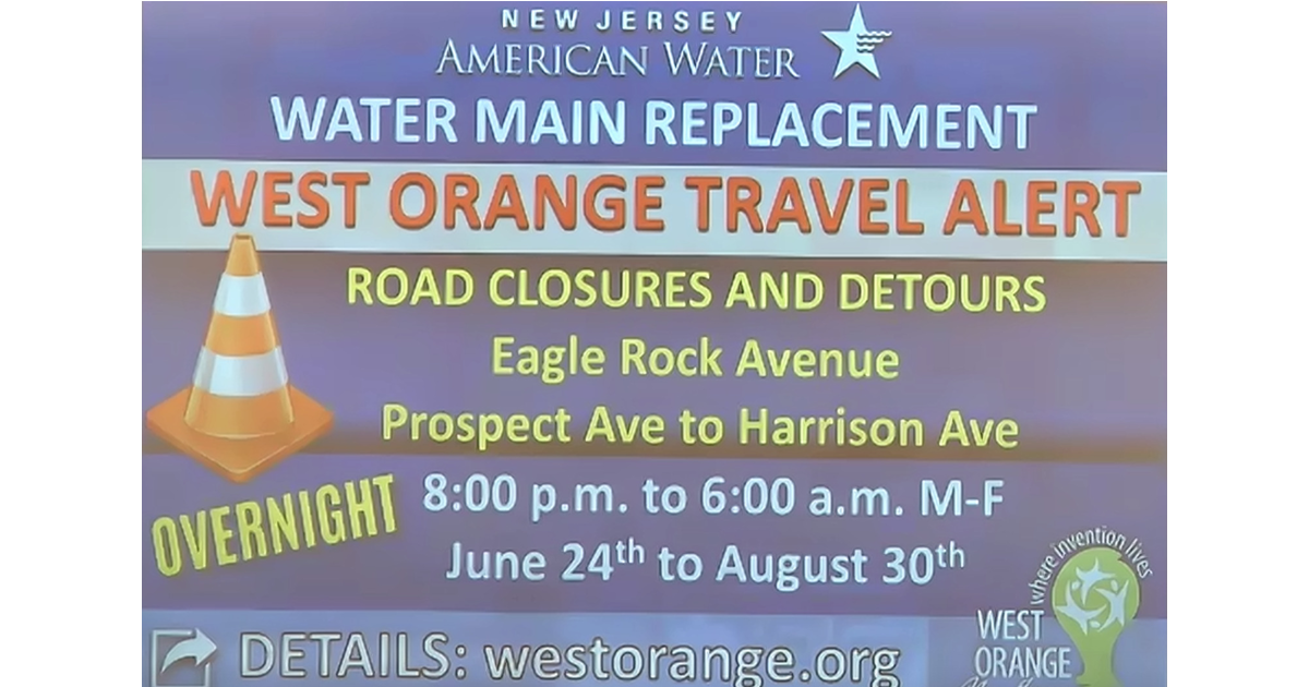 Road Closures/Detours Eagle Rock Ave, From Prospect to Harrison Avenues