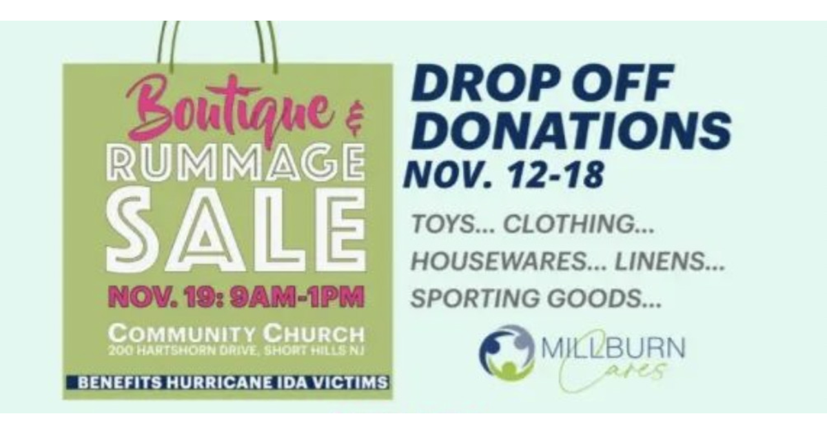 Donations Needed for Charity Boutique & Rummage Sale Nov. 19 to Help Millburn Ida Victims