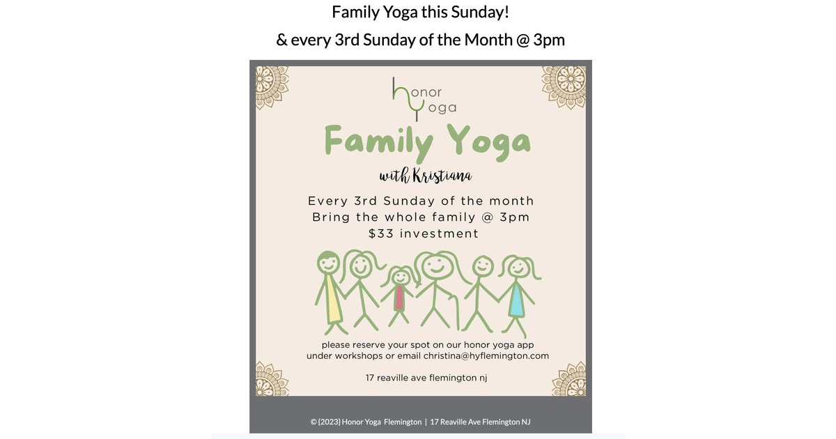 Family Yoga this Sunday! & every 3rd Sunday of the Month 3pm
