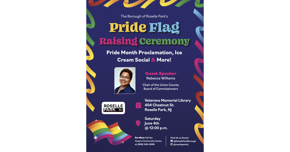Roselle Park to Hold Pride Flag Raising in June Roselle Park, NJ News
