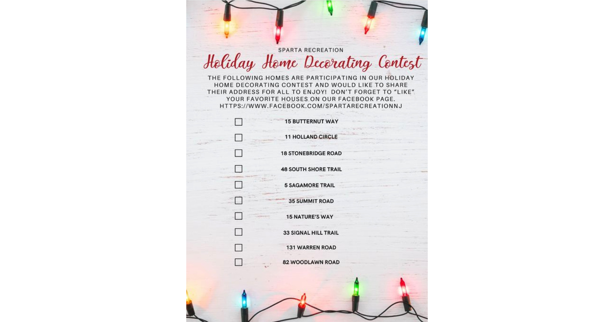 Vote Now Sparta Recreation Department Announces 2023 Holiday Home