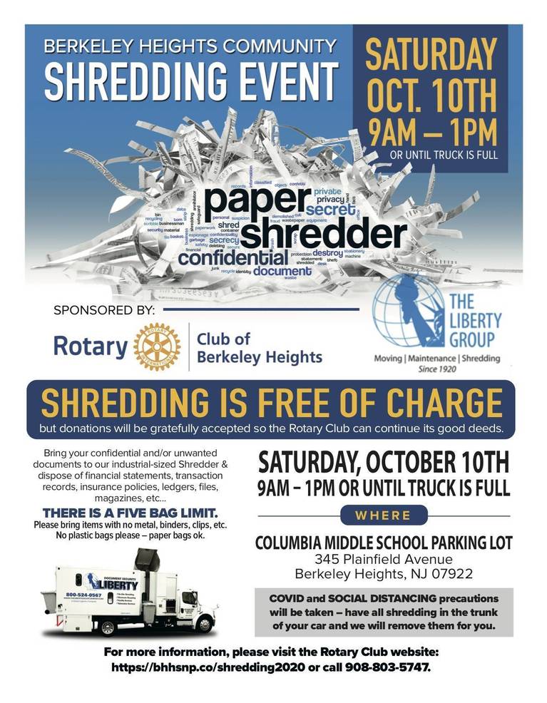 Berkeley Heights Shredding Event Saturday October 10 Tapinto Community Shredding Events 2022