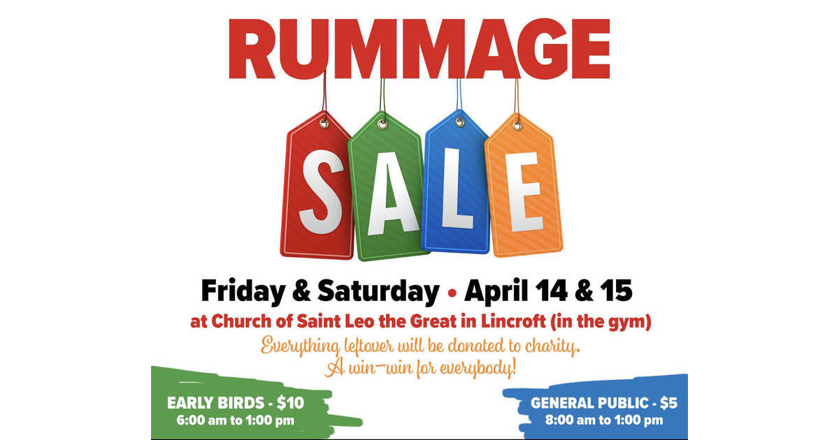 Saint Leo's Annual Rummage Sale Friday April 14Saturday, April 15