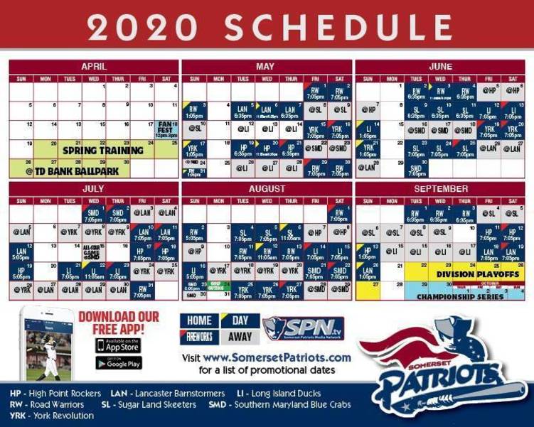 Somerset Patriots Release 2020 Atlantic League Schedule TAPinto