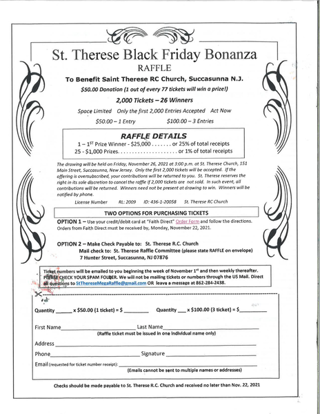 Time for the St Therese Black Friday Bonanza Raffle | Roxbury, NJ News ...