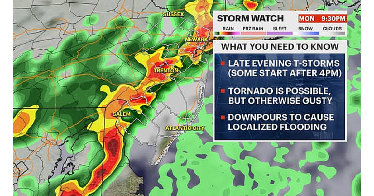 Tornado Warning for Middlesex and Monmouth Counties: National Weather