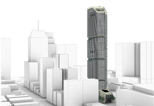 summit tower rendering in grayscale