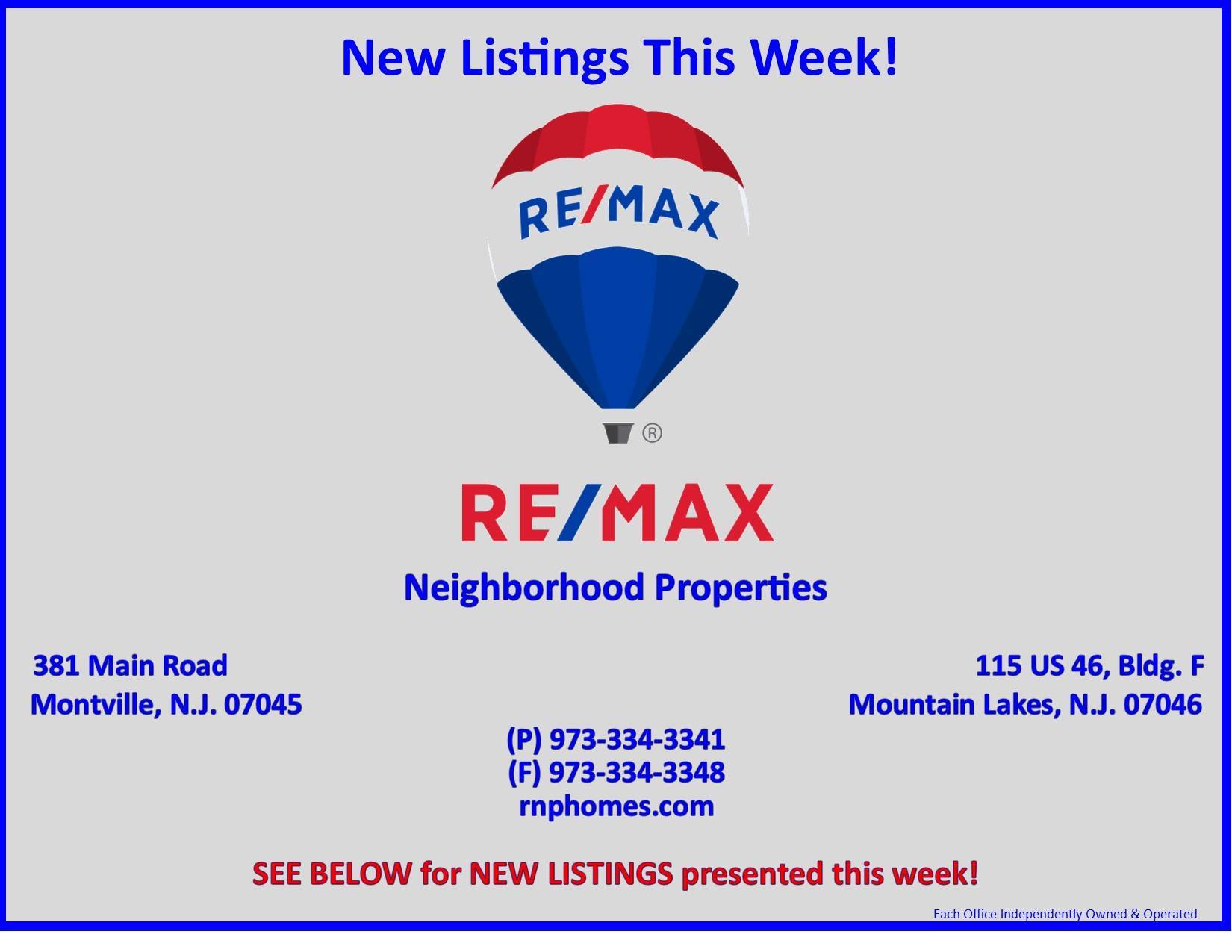 RE/MAX Neighborhood Properties New Listings