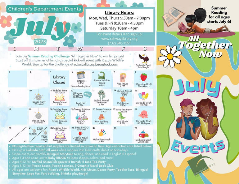 Rahway Public Library Announces Calendar of July Events | Rahway, NJ News  TAPinto
