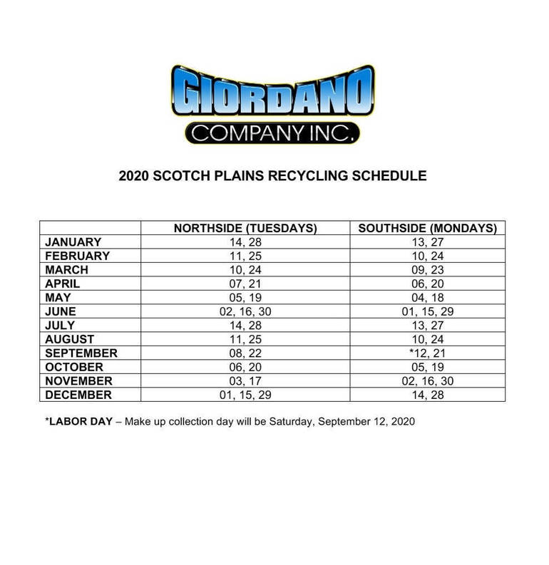 Scotch Plains Announces Recycling Schedule for 2020 - TAPinto Scotch Plains Announces Recycling Schedule for 2020 - TAPinto
