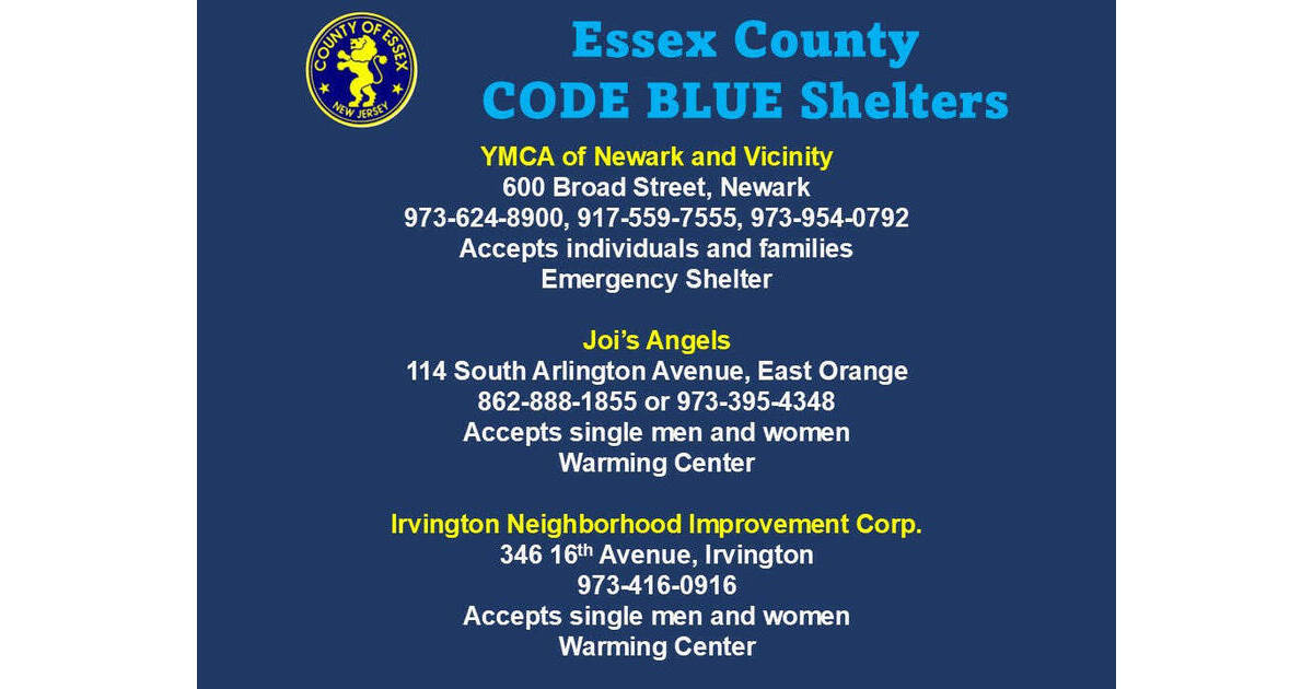 Essex County Code Blue Extended to Friday December 12 | Nutley, NJ News ...