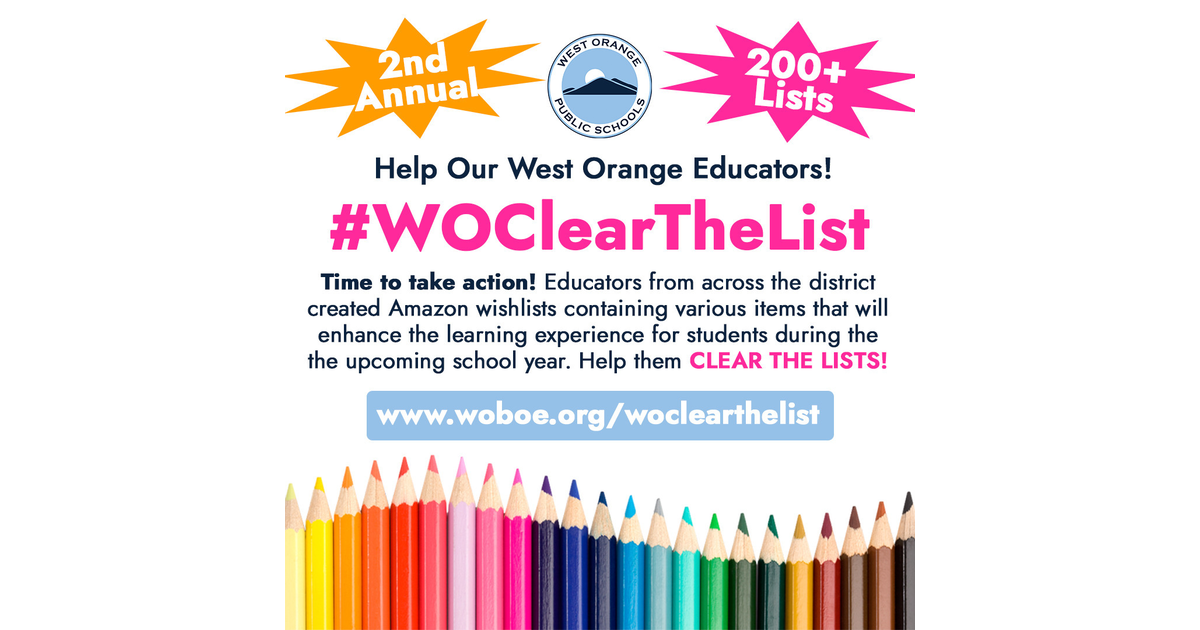 West Orange Schools 'Clear The List' Campaign is Off to a Great Start