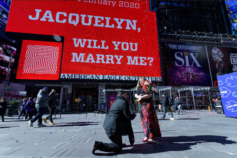 Nutley Nj Couple Engaged In Times Square On Valentines Day Tapinto