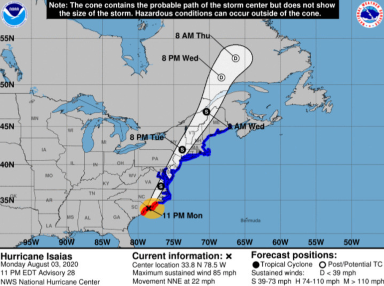 Belmar/Lake Como Weather Alert Tropical Storm Isaias to Bring High