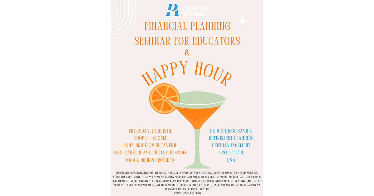 Financial Planning Seminar For Educators & Happy Hour in Nutley TAPinto TAPinto