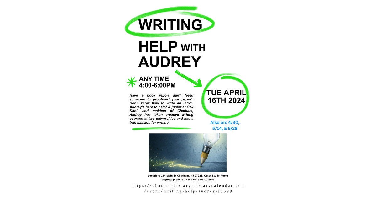 Writing Help with Audrey | TAPinto | TAPinto