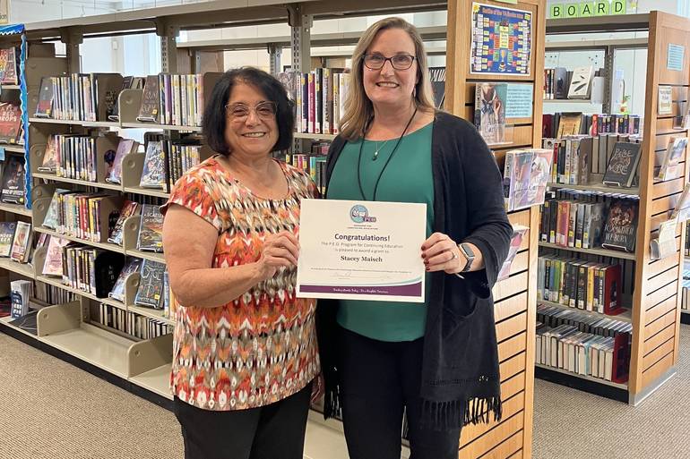 P.E.O. Chapter ASWestfield Awards Continuing Education Grant to Stacey