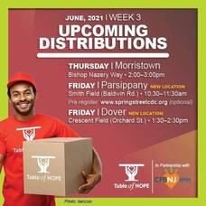 Table of Hope's Free Food Distribution is July 8 in Morristown; Friday in Parsippany