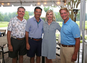 Bob Mullen, golf outing chair; Frank Fekete, chairman, Hackensack Meridian Health; Joyce P. Hendricks, president, chief development officer, HMH Foundation, Robert C. Garrett, FACHE, CEO, HMH.