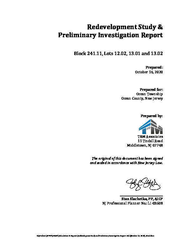 Ocean Township Planning Board Set to Discuss Zell Redevelopment Study