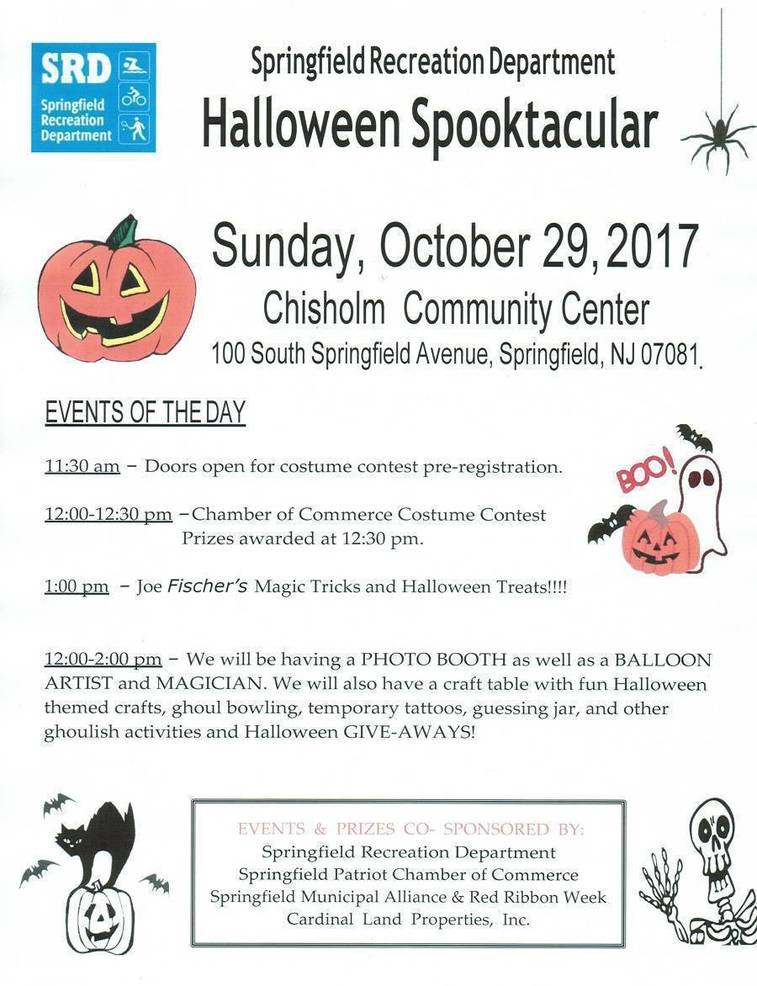 Springfield Calendar for Week of October 23: Halloween Spooktacular on  Sunday the 29th | Springfield, NJ News TAPinto