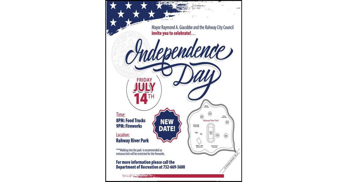 Rahway Police Announces Road Closures for Rahway's Rescheduled July