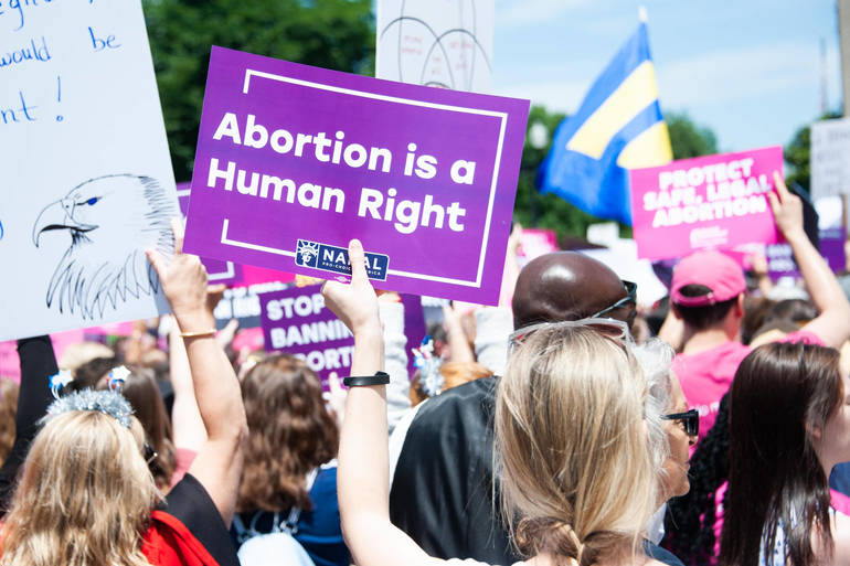 WASHINGTON MAY 21: Pro-choice activists rally to stop states’ abortion bans in front of the Supreme Court in Washington, DC on May 21, 2019