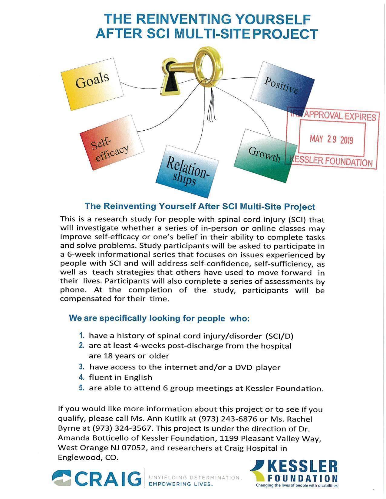 Research Opportunity for Individuals with Spinal Cord Injury/Disorder Living in NJ Metro Area
