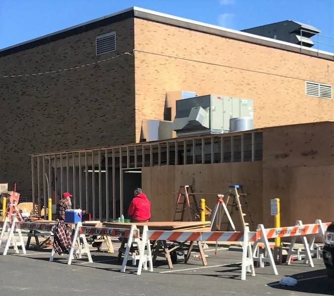 Work Crews Busy At Somerville Ymca After Car Crashes Into Building